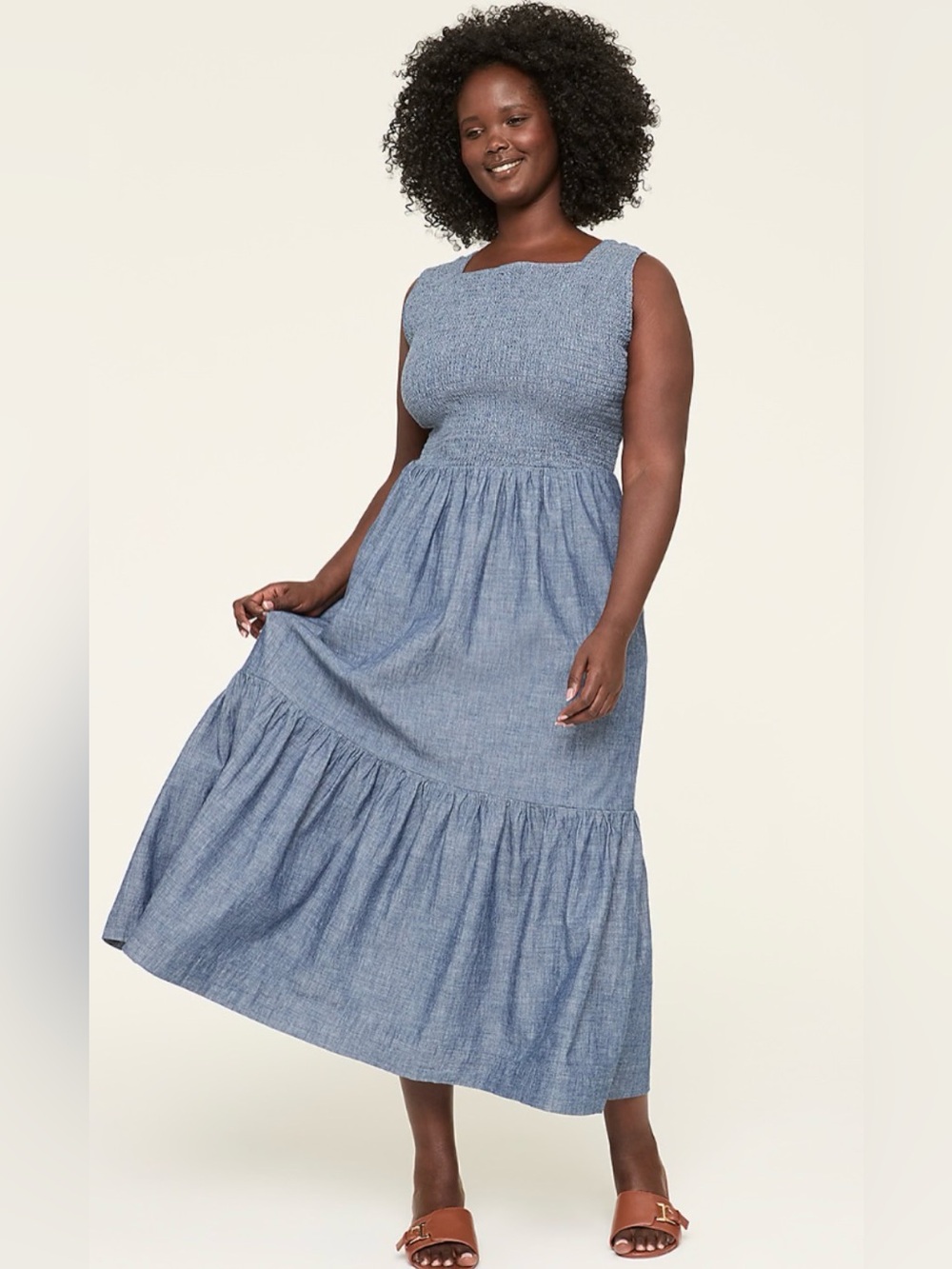 Lane Bryant smocked midi dress sleeveless cotton cottagecore lagenlook 18/20
